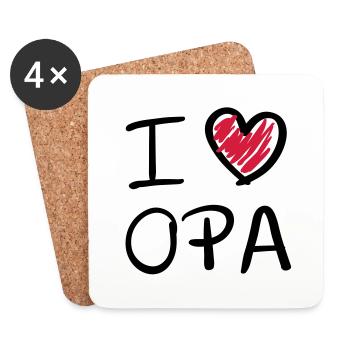 i Love Opa - Untersetzer (4er-Set) - Weiß - Vorne