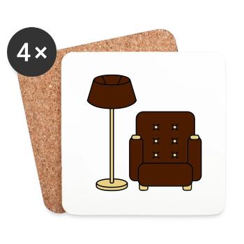 floor_lamp_and_armchair - Coasters (set of 4) - white - Front