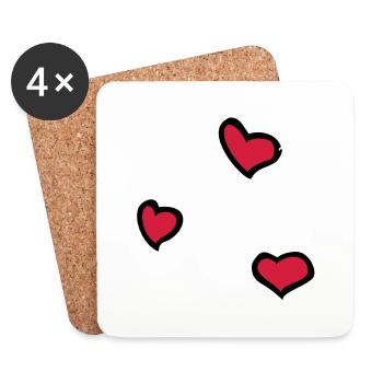 Herzen, Hearts, Liebe - Untersetzer (4er-Set) - Weiß - Vorne