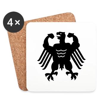 Deutscher Muskel-Adler / German chicken (b, 1c) - Coasters (set of 4) - white - Front