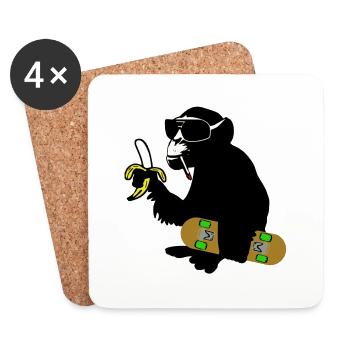 skateboard monkey - Untersetzer (4er-Set) - Weiß - Vorne