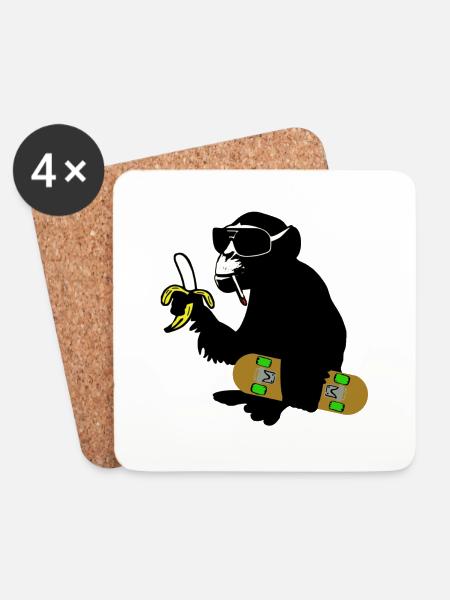 skateboard monkey - Untersetzer (4er-Set) - Weiß