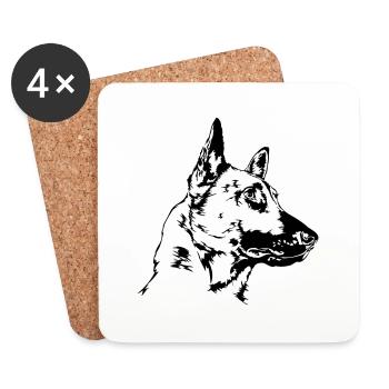 BELGIAN MALINOIS Wilsigns Hundeportrait Hund Hunde - Untersetzer (4er-Set) - Weiß - Vorne
