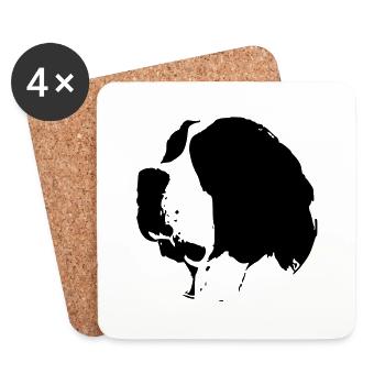 Chien Saint Bernard - Dessous de verre (lot de 4) - blanc - Devant