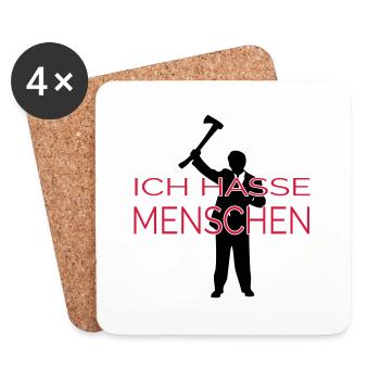 ICH HASSE MENSCHEN (v) - Untersetzer (4er-Set) - Weiß - Vorne