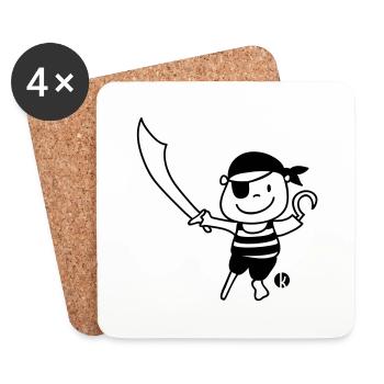 Pirat - Pirate - Untersetzer (4er-Set) - Weiß - Vorne