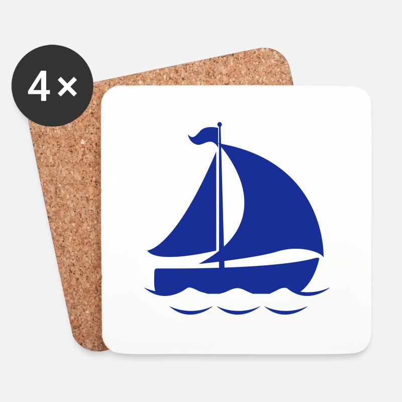 Schiff - Untersetzer (4er-Set) - Weiß