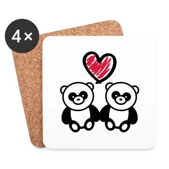 panda_love_r2 - Dessous de verre (lot de 4) - blanc - Devant