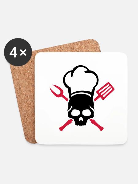 grillen__totenkopf_skull_2__f2 - Untersetzer (4er-Set) - Weiß