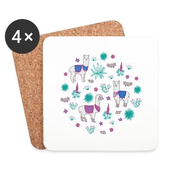 Llama and friends - Coasters (set of 4) - white - Front