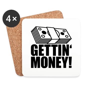 geldscheine buendel dollar gettin money zeichen ge - Untersetzer (4er-Set) - Weiß - Vorne