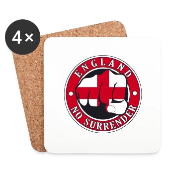 Angleterre "No Surrender" Fist - Dessous de verre (lot de 4) - blanc - Devant