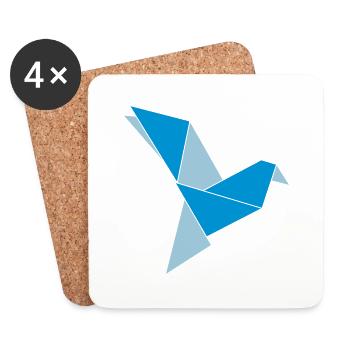 origami oiseau - Dessous de verre (lot de 4) - blanc - Devant