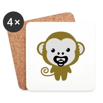 baby monkey soother, Schnulleraffe - Untersetzer (4er-Set) - Weiß - Vorne