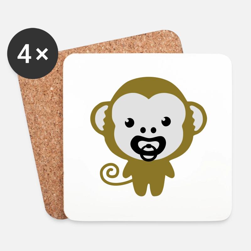 baby monkey soother, Schnulleraffe - Untersetzer (4er-Set) - Weiß
