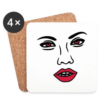 woman sexy nose face head female girl girl - Coasters (set of 4) - white - Front