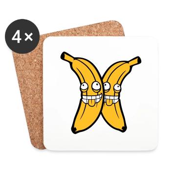 2 friends team couple banana fruit crazy grimace - Coasters (set of 4) - white - Front