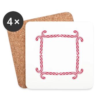 frame shield candy cane delicious candy sugar - Coasters (set of 4) - white - Front