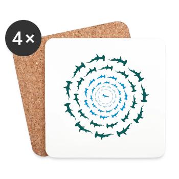 Hammerhai Circle - Untersetzer (4er-Set) - Weiß - Vorne