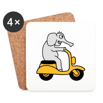 Moped Elephant - Untersetzer (4er-Set) - Weiß - Vorne
