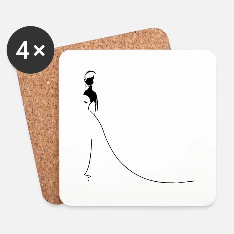 Hochzeit, Braut - Untersetzer (4er-Set) - Weiß