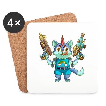 Killer Kitty - Untersetzer (4er-Set) - Weiß - Vorne