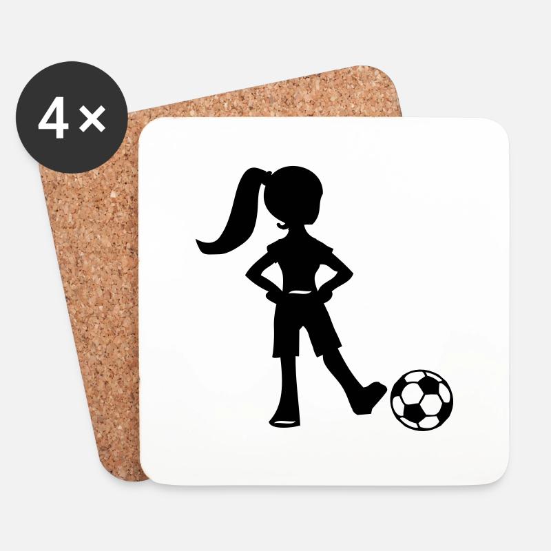 Football-Spieler Mädchen - Untersetzer (4er-Set) - Weiß
