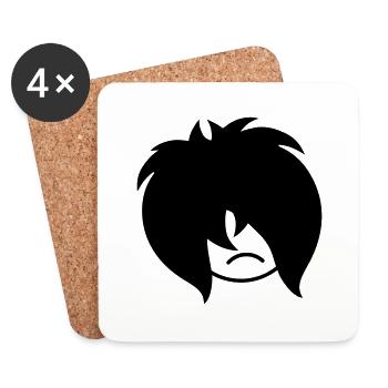 Trauriger Unglücklicher Emo Lange Schwarze Haare - Untersetzer (4er-Set) - Weiß - Vorne
