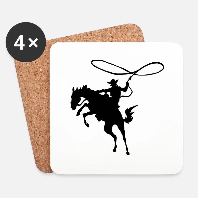 Cowboy - Untersetzer (4er-Set) - Weiß
