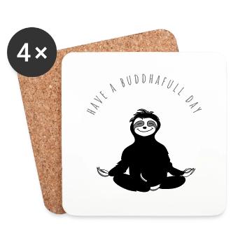 sloth animal buddha spiritual slow yoga meditation - Untersetzer (4er-Set) - Weiß - Vorne