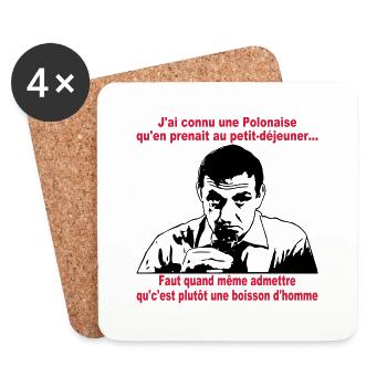 j'ai connu une polonaise lino ventura - Dessous de verre (lot de 4) - blanc - Devant