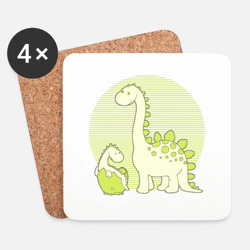 Dinosaur Mom with Hatching Egg - Coasters (set of 4) - white