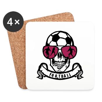 football head of death skull bezel banner ball - Coasters (set of 4) - white - Front