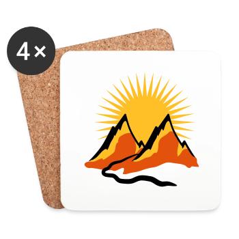 Schöne Berge Wanderweg Sonne - Untersetzer (4er-Set) - Weiß - Vorne