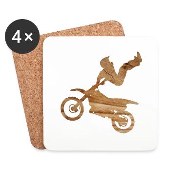 Motocross Motorrad Chopper Cruiser Biker Geschenk - Untersetzer (4er-Set) - Weiß - Vorne