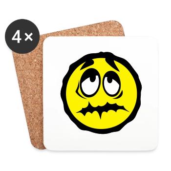smiley vieux fatigue - Dessous de verre (lot de 4) - blanc - Devant