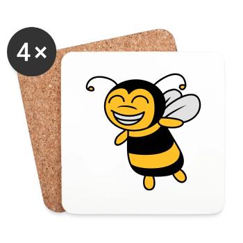 Mignonne petite abeille - Dessous de verre (lot de 4) - blanc - Devant
