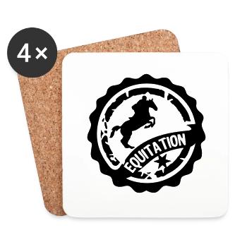 Stempel Stempel logo reiter1 Pferd Hindernis - Untersetzer (4er-Set) - Weiß - Vorne
