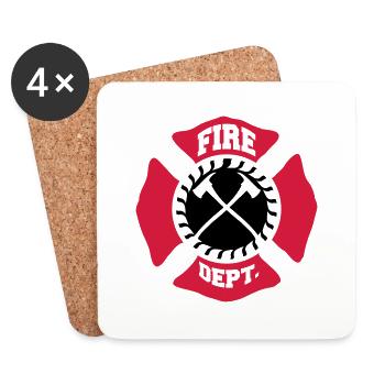 Fire Brigade logo symbol design - Coasters (set of 4) - white - Front