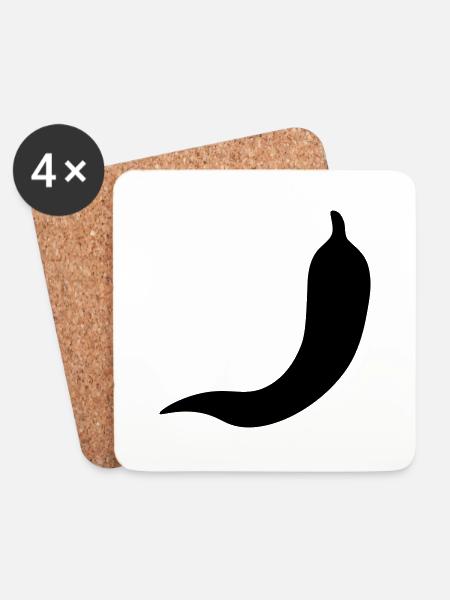 Chilli vector outline - Coasters (set of 4) - white