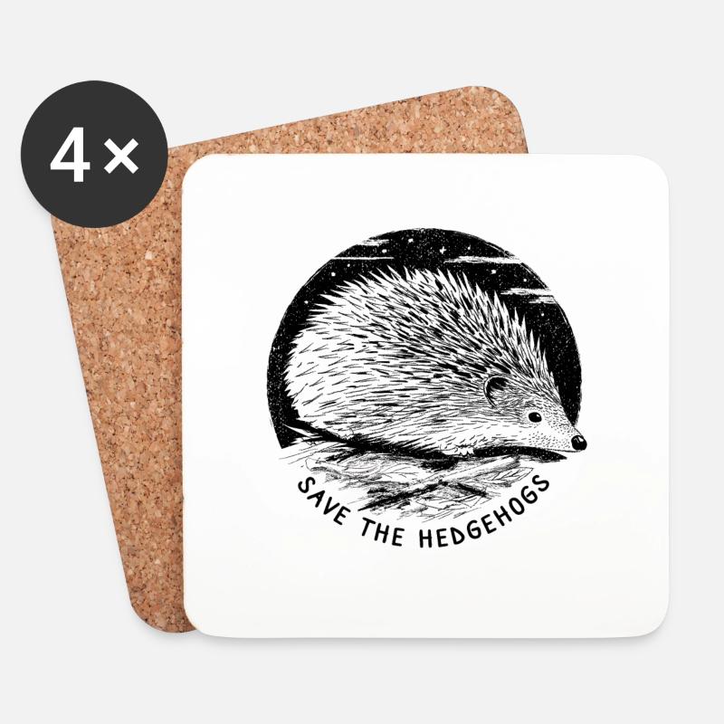 Save The Hedgehogs - Coasters (set of 4) - white