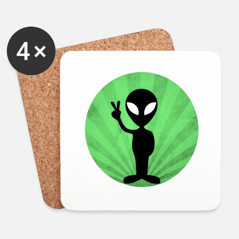 Alien Peace Peace Alien - Coasters (set of 4) - white