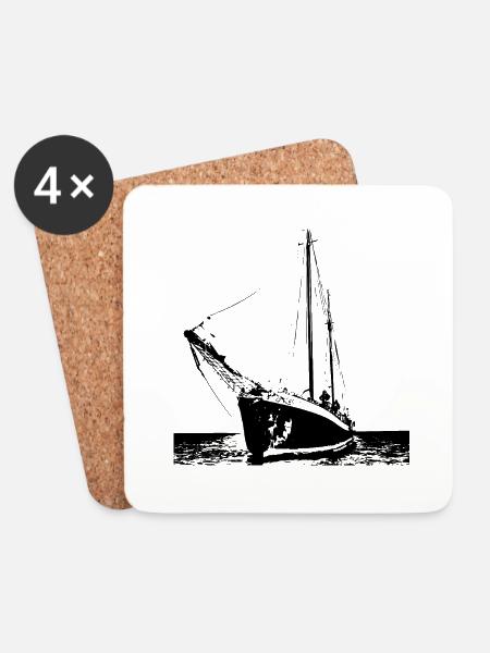 Plattenbodenschiff Nordsee - Urlaub auf friesisch - Untersetzer (4er-Set) - Weiß