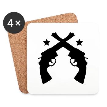 Crossed Pistols - Coasters (set of 4) - white - Front