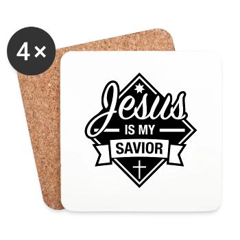 jesus_is_my_savior_1_f1_ - Untersetzer (4er-Set) - Weiß - Vorne