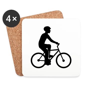 bicycle driving silhouette cyclist fast ra - Coasters (set of 4) - white - Front