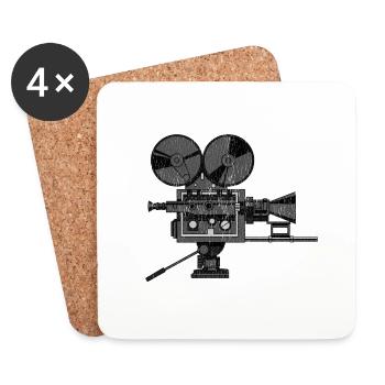 Caméra de cinéma - Dessous de verre (lot de 4) - blanc - Devant