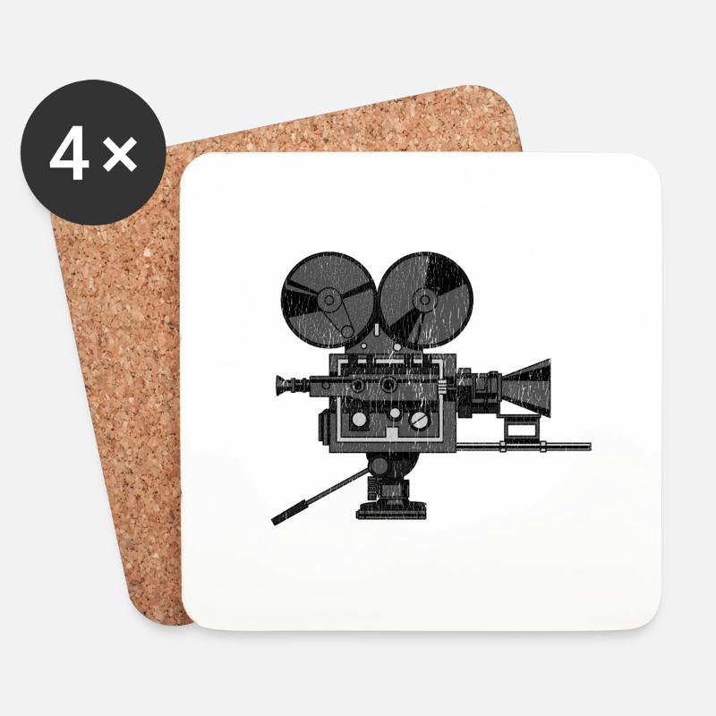 Filmkamera - Untersetzer (4er-Set) - Weiß