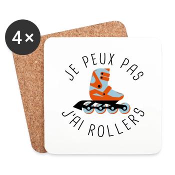 je peux pas j'ai rollers - Dessous de verre (lot de 4) - blanc - Devant