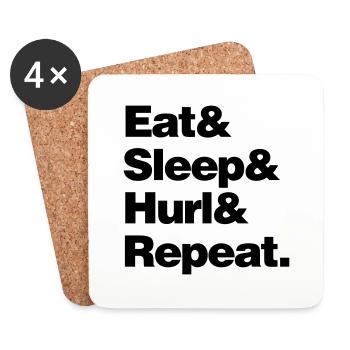 eat sleep hurl and repeat - Coasters (set of 4) - white - Front